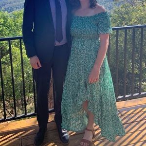 Flattering off the shoulder high-low dress!